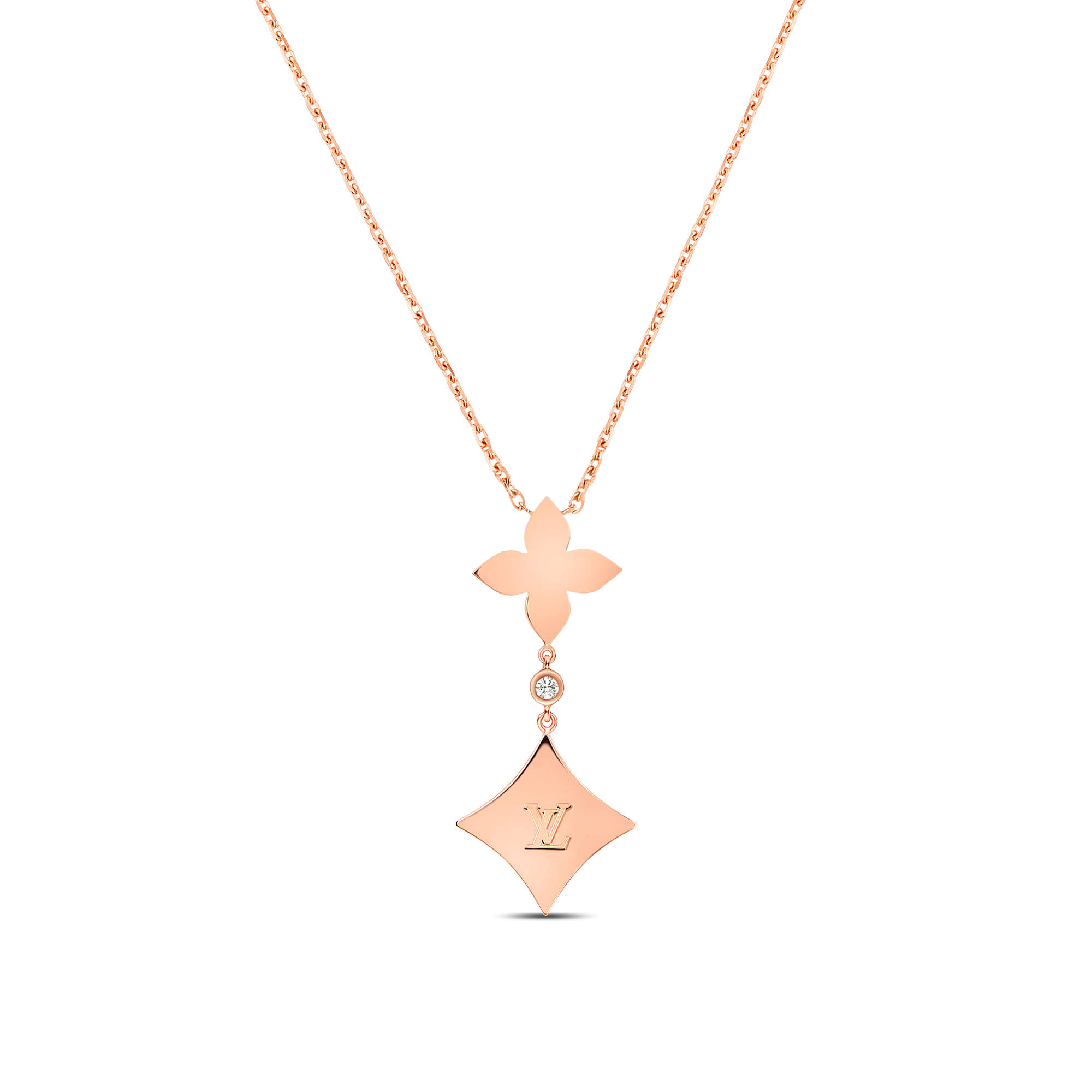 Colour Blossom Double Star Pendant, Pink Gold, White Mother-Of-Pearl And Diamonds  in Jewellery's Categories Necklaces and Pendants collections by Louis Vuitton (Product zoom)